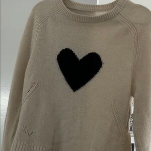 Zadig & Voltaire cream coloured cashmere  Sweater with Black Heart. Very warm.